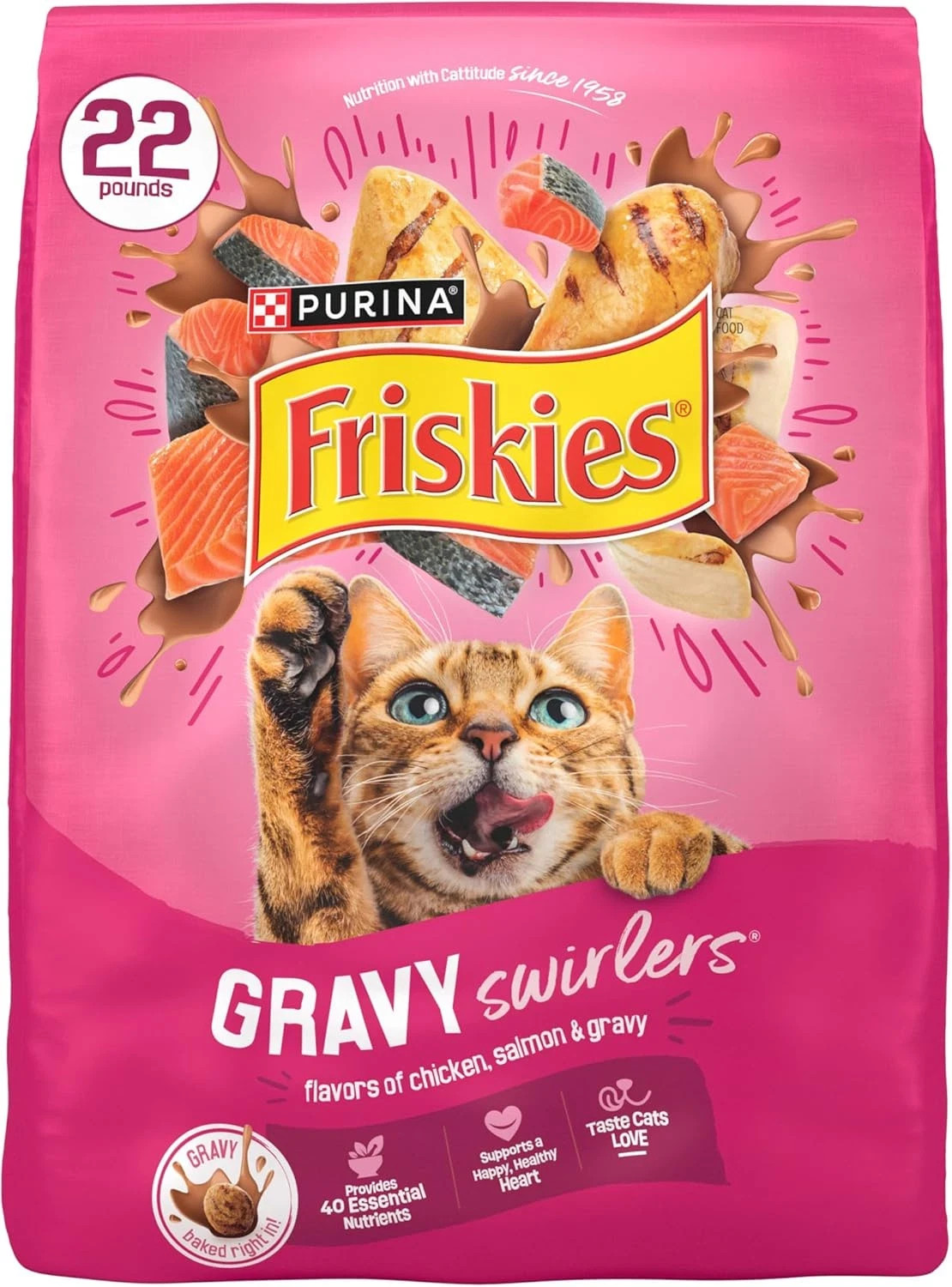 Purina Gravy Swirlers with Flavors of Chicken, Salmon and Gravy Dry Cat Food –