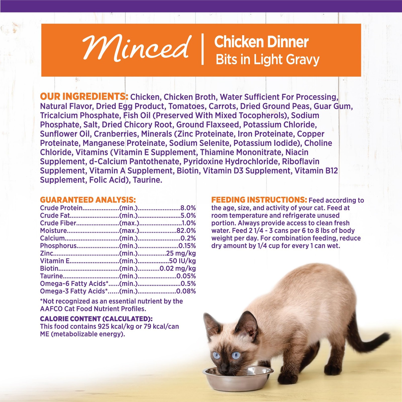 Grain Free Minced Chicken Dinner Wet Cat Food In Gravy 24 Pack 3 Ounce Cans