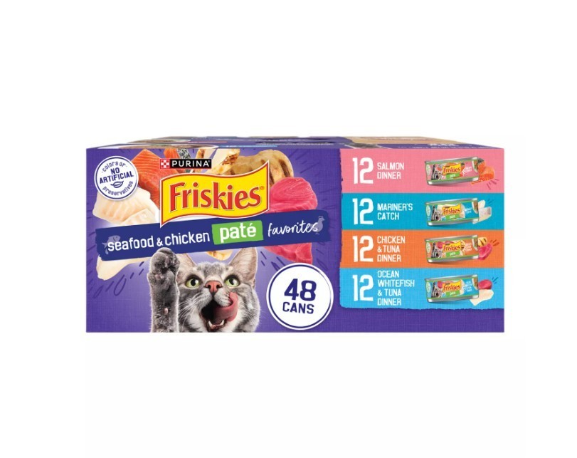 2PK Friskies® Seafood&Chicken Pate Adult Cat Wet Food-Variety Pack,5.5Oz,48 CT