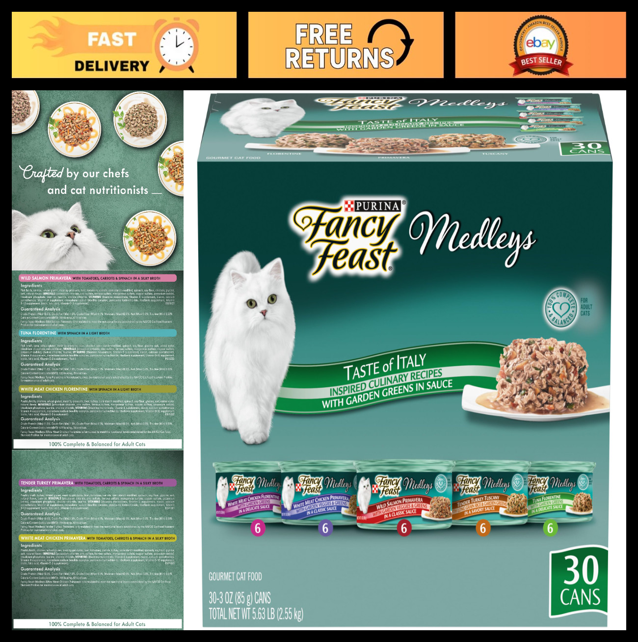 Gourmet Wet Cat Food Variety Pack – Medleys Taste of Italy & Garden Greens, 30 C