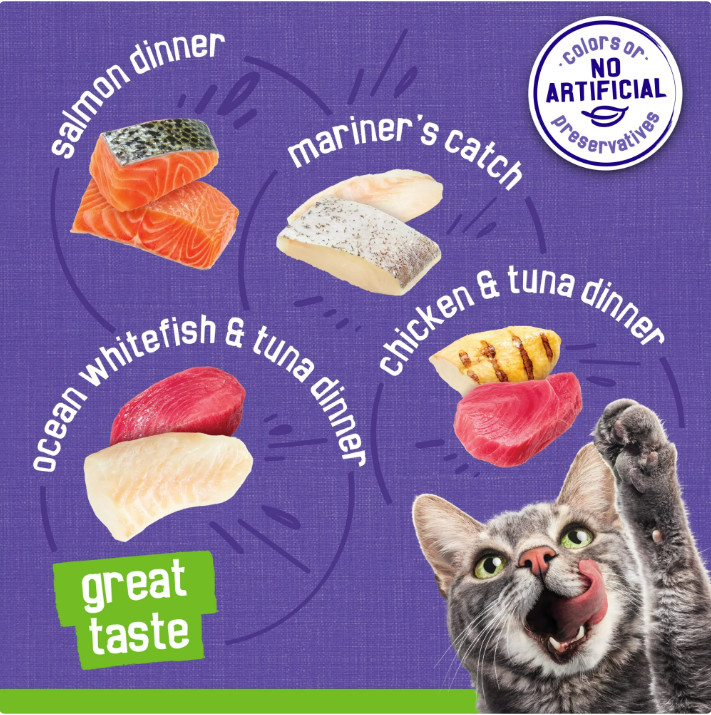 Friskies Pate, Soft Seafood and Chicken Variety, Wet Cat Food, 5.5 oz Can, 48 Ct