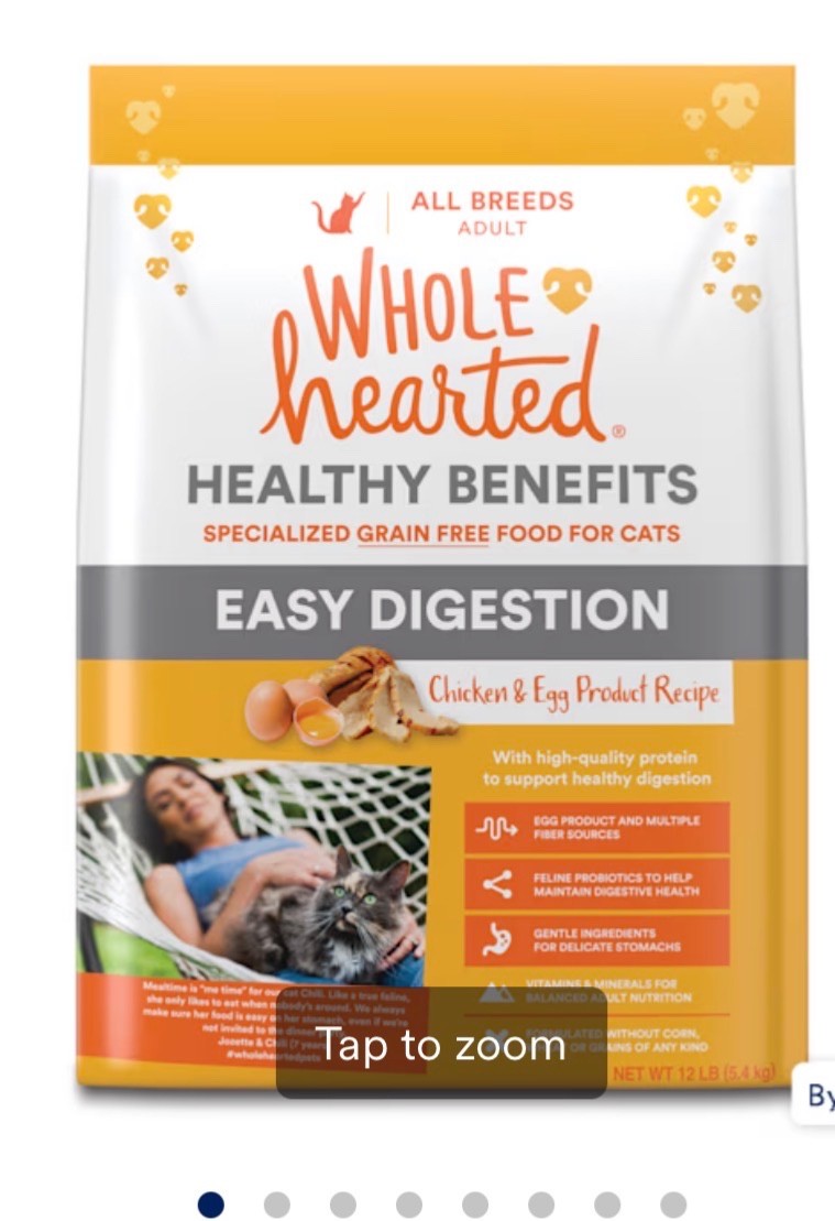 WholeHearted Healthy Digestion Chicken and Egg Product Recipe Dry Cat Food, 12 l