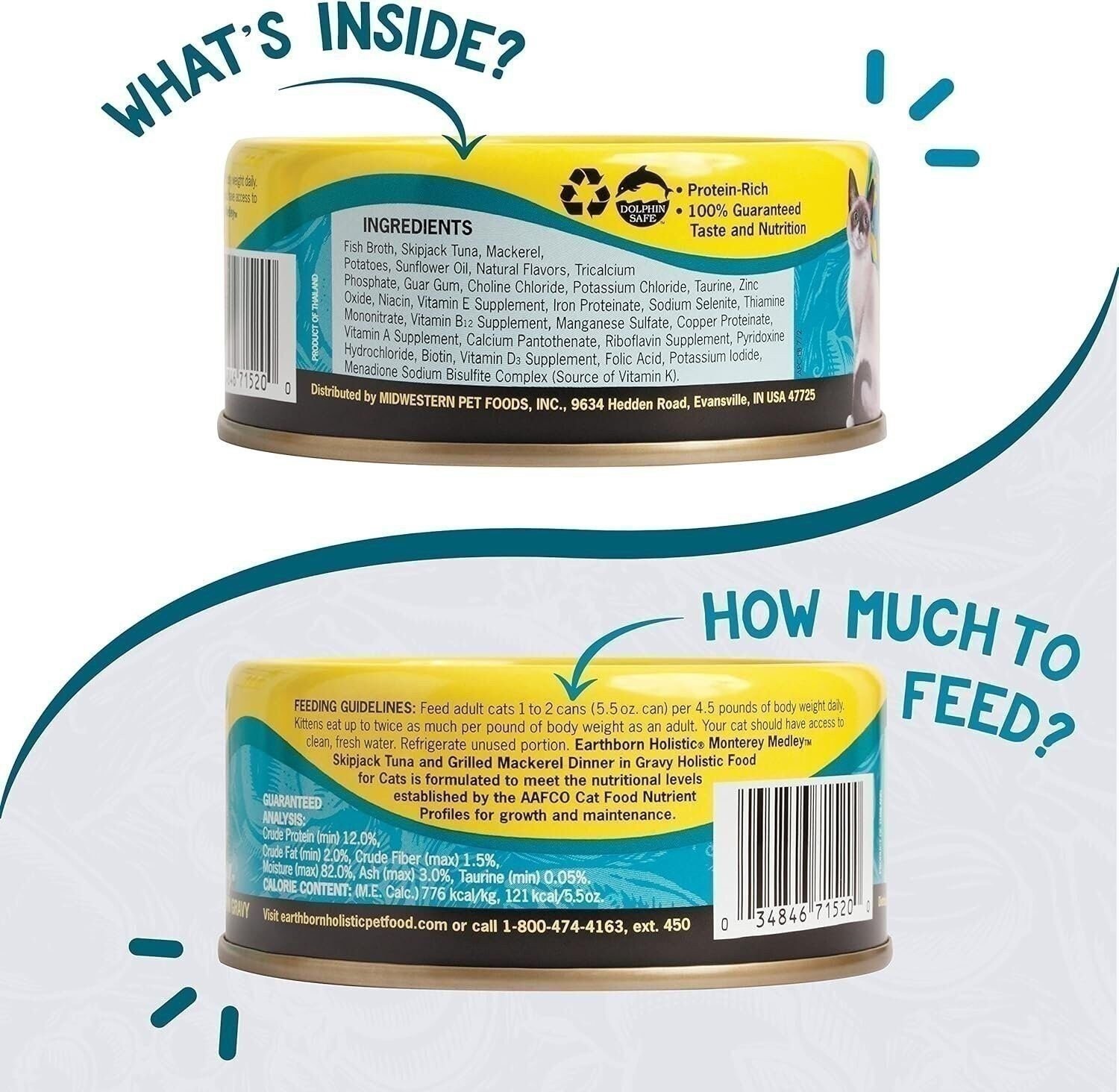 Earthborn Holistic Monterey Medley Grain-Free Moist Cat Food, Beige, 5.5…
