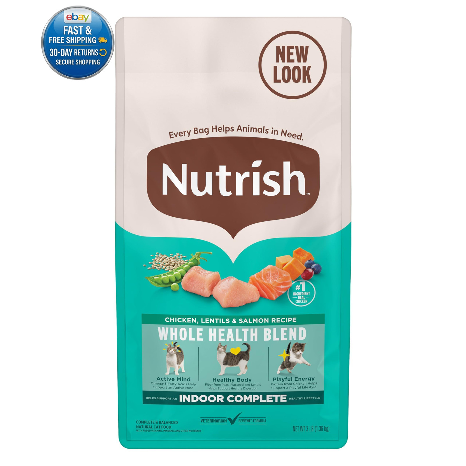3 Pound (Pack of 1), Indoor Complete – Chicken With Lentils & Salmon