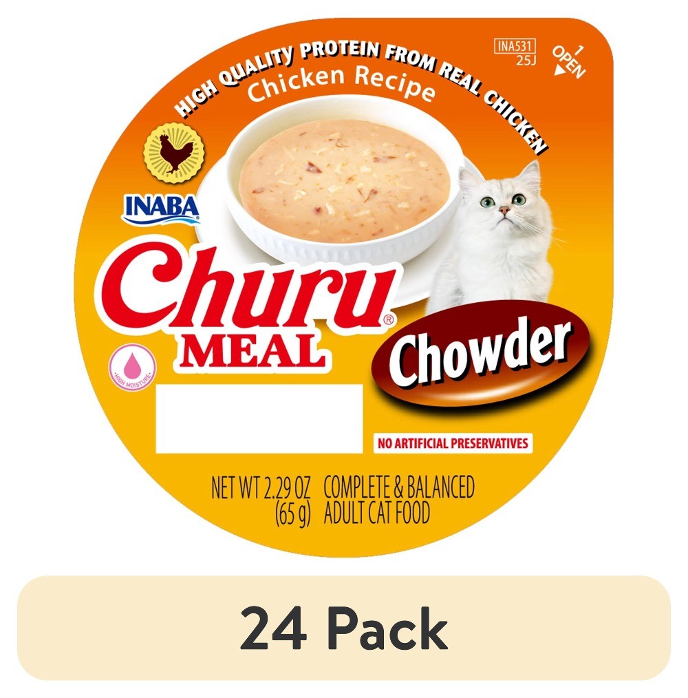(24 pack) Churu Meal Chowder Adult Wet Cat Food, 2.29 oz cup, Chicken Recipe