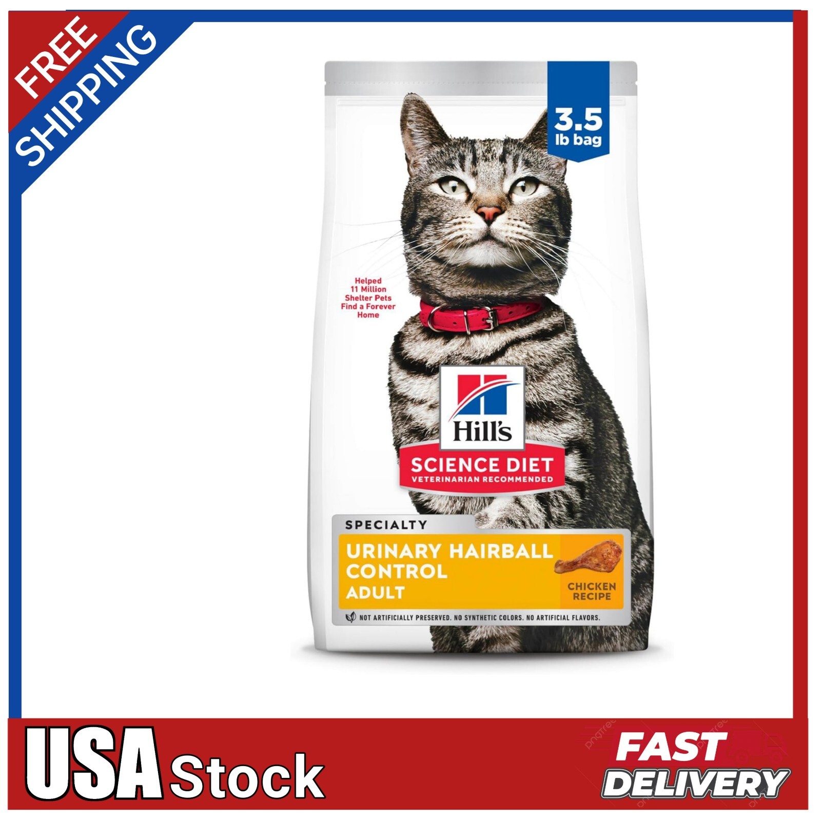 Hill’s Science Diet Urinary Hairball Control, Adult 1-6, Dry Cat Food 3.5 lb Bag