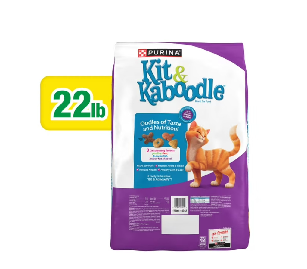 (3 pack) Purina Kit and Kaboodle Dry Cat Food Original Poultry, 22 lb. Bag