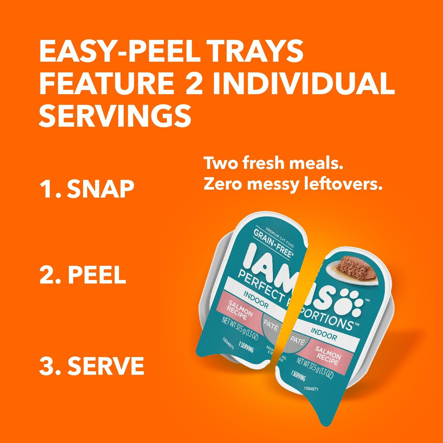Perfect Portions Indoor Adult Grain Free Wet Cat Food Pate, Turkey and Salmon Re