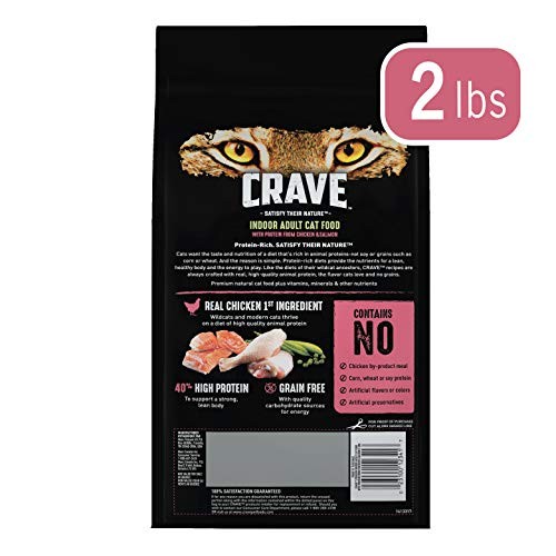 CRAVE Grain Free Indoor Adult High Protein Natural Dry Cat Food Protein 2-Lbs