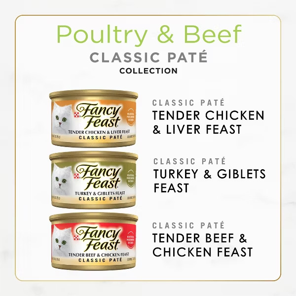Fancy Feast Poultry and Beef Feast Classic Pate Collection (Pack of 30) 3 oz Can