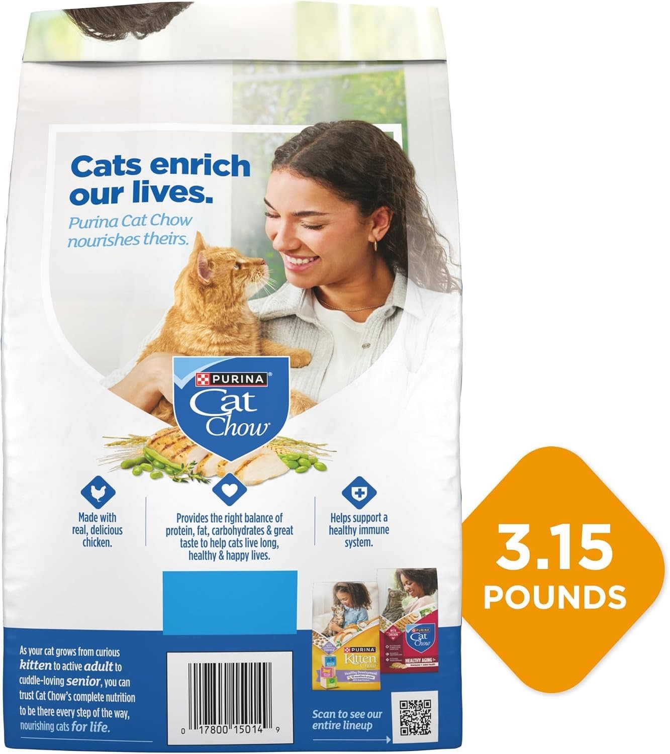 Complete High Protein Dry Cat Food With Real Chicken – Pack of 4 3.15 lb. Bags