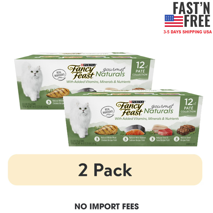 (2 pack) Purina Fancy Feast Gourmet Chicken, Salmon, Trout & Tuna, & Beef, 3 oz