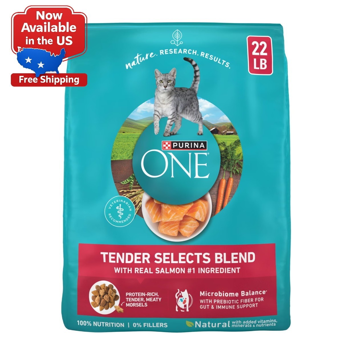 Purina ONE Tender Selects Blend Salmon Flavor Dry Cat Food, 22 lb Bag