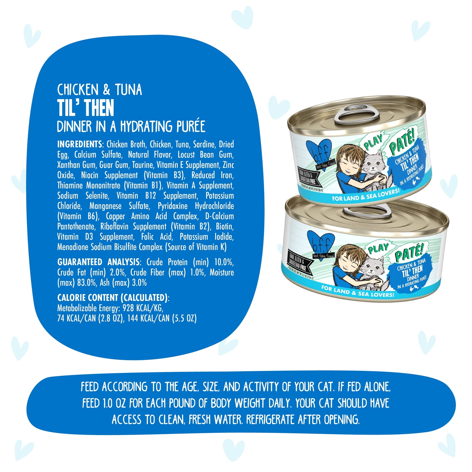 BFF Play Protein Rich Grain Free Wet Cat Food Chicken Tuna Pate 5.5oz Pack of 8