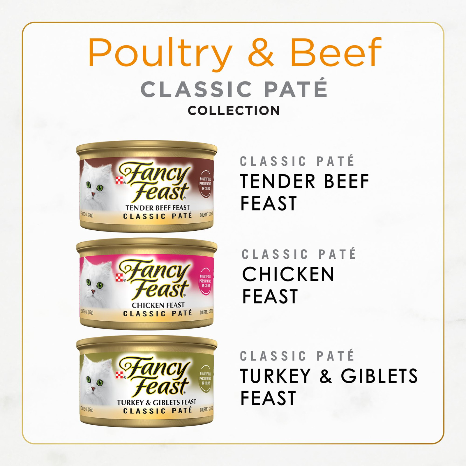 Purina Fancy Feast Classic Pate Wet Cat Food-Poultry & Beef,Variety Pack, 60 can