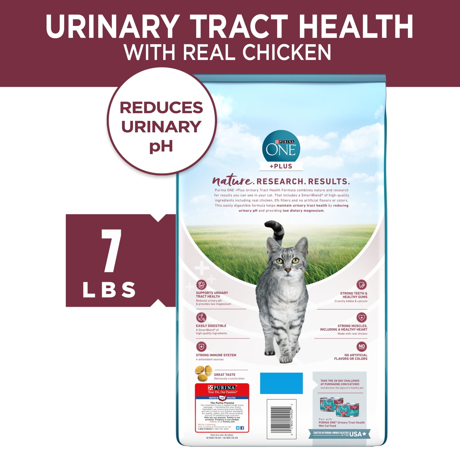 Purina ONE High Protein Dry Cat Food, +Plus Urinary Tract Health Formula,