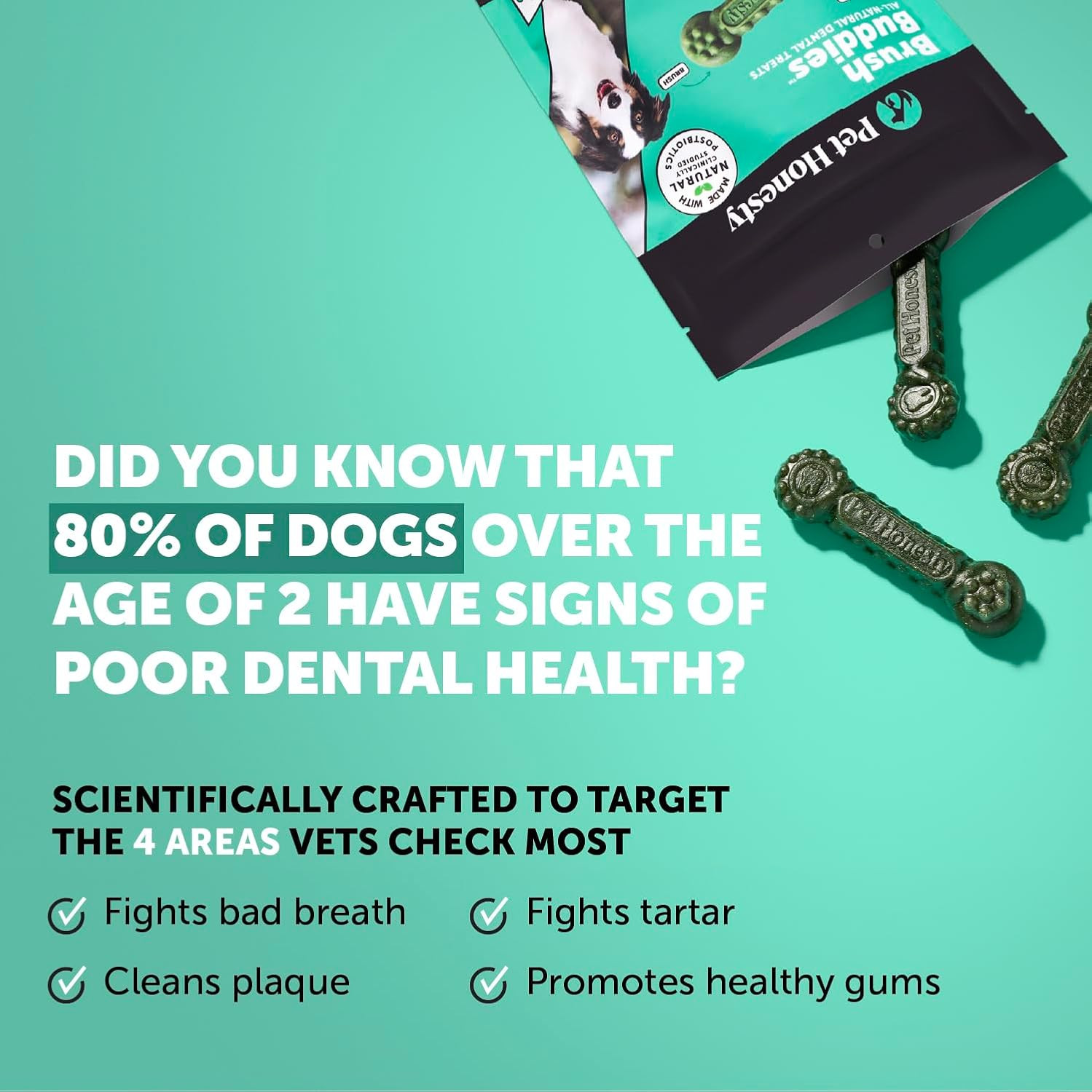 Brush Buddies All Natural Dog Dental Treats for Dogs – Long Lasting Dental Stick