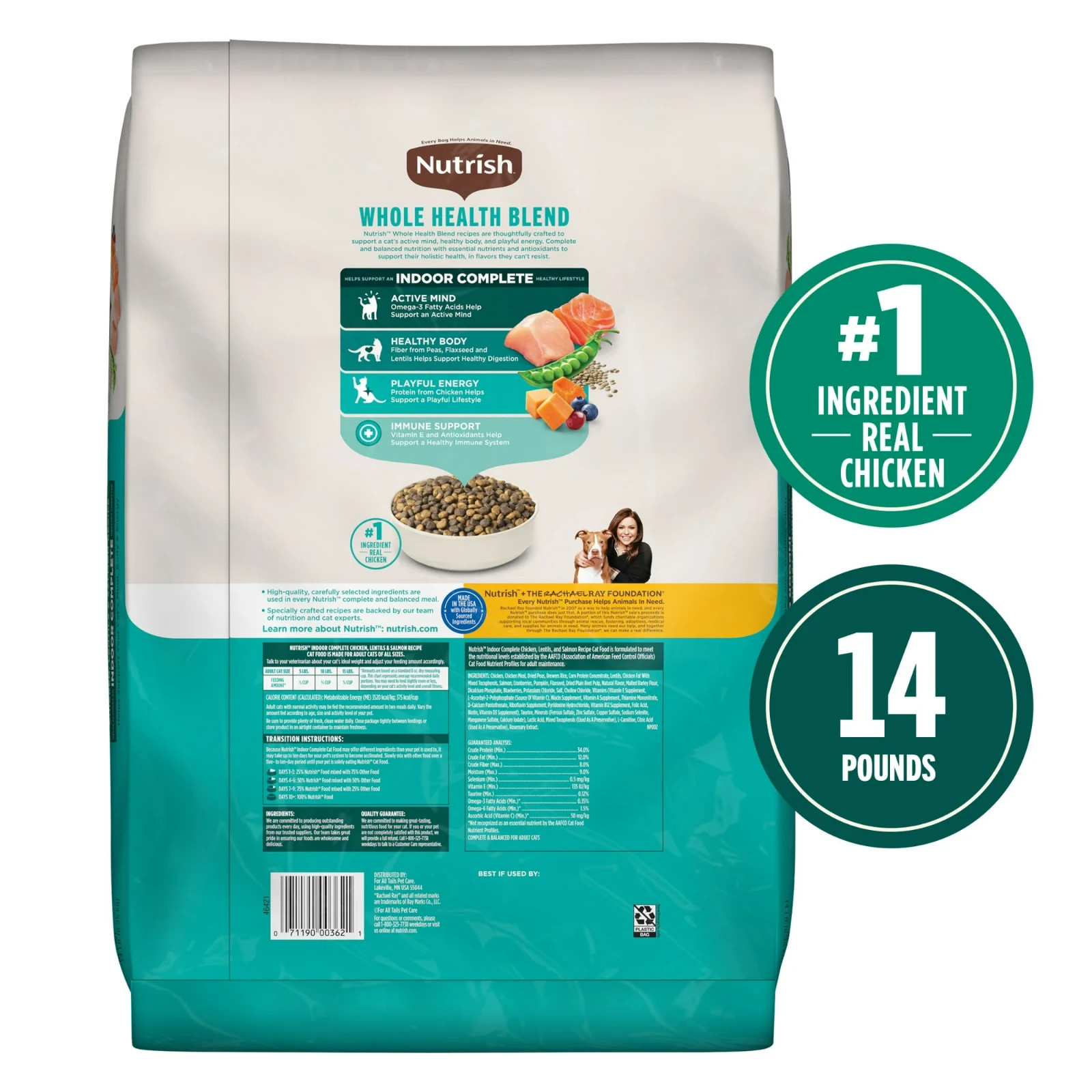 Rachael Ray Nutrish Indoor Complete Natural Premium Dry Cat Food, 14 Lbs