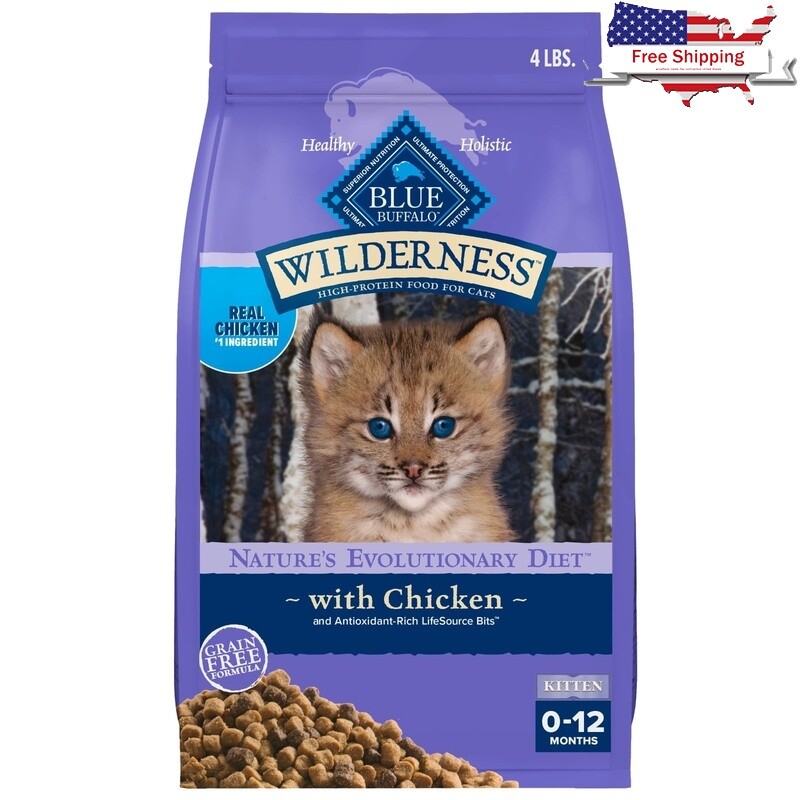 Natural Kitten Dry Cat Food High Protein Chicken Grain Free 4lb Kibble New