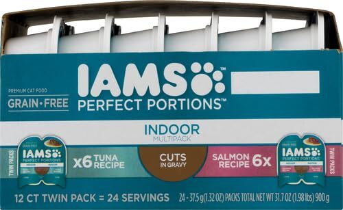 IAMS Perfect Portions Grain Free Adult Cat Food Salmon Tuna 12 Count Twin Packs