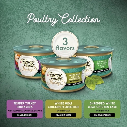 Purina Fancy Feast Medleys Poultry Wet Cat Food Variety Pack 30 Cans 3oz Chicken