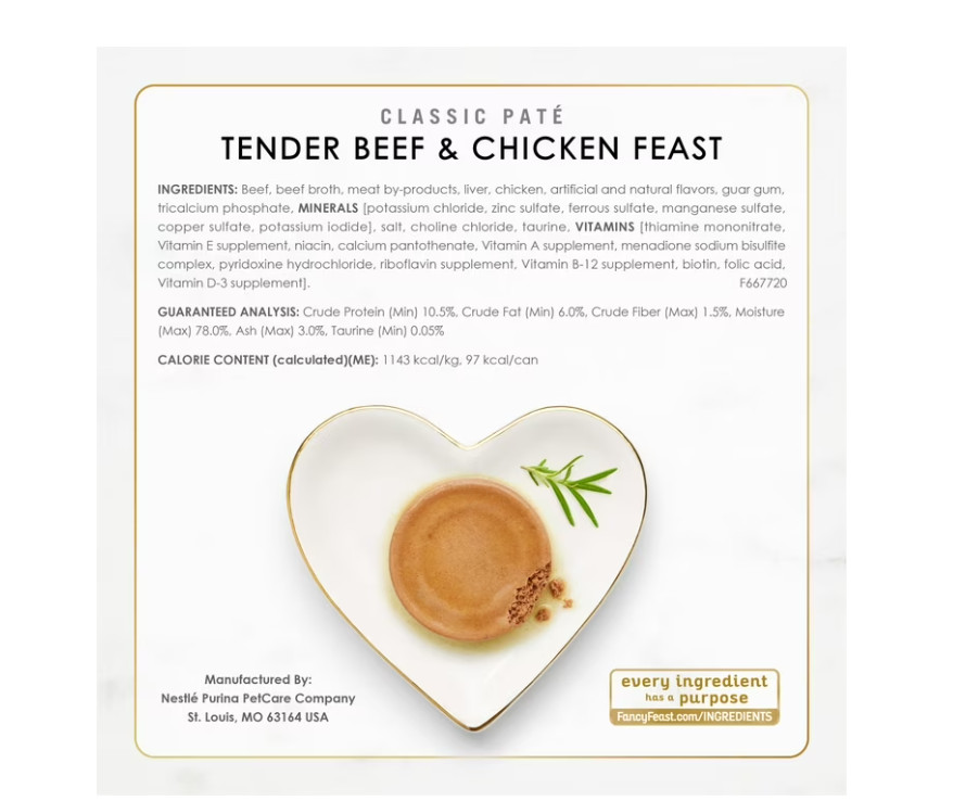 (3 pack) Purina Fancy Feast Classic Pate, Wet Cat Food, Poultry & Beef, 3 oz(30)