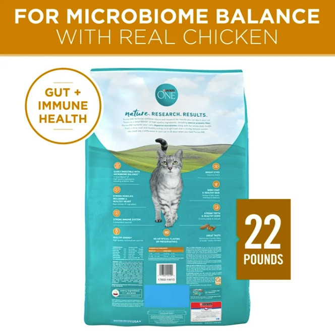 Purina ONE Tender Select Blends Dry Cat Food, Chicken, 22 lb Bag
