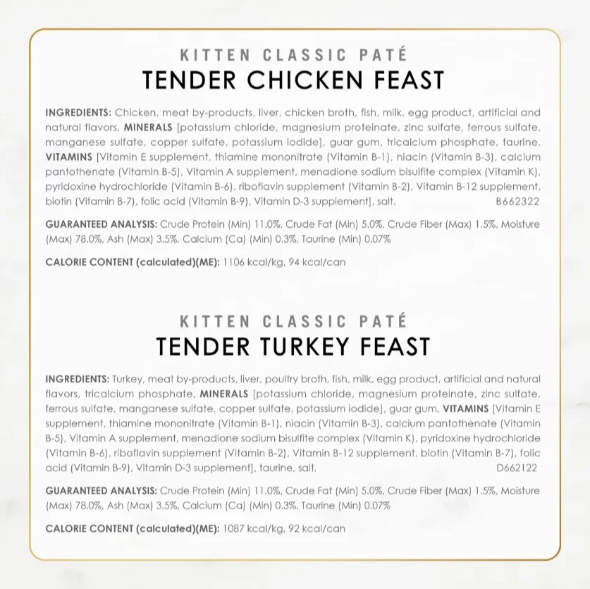 Fancy Feast Kitten Classic Pate Variety Pack Canned Wet Cat Food, 48×3-oz