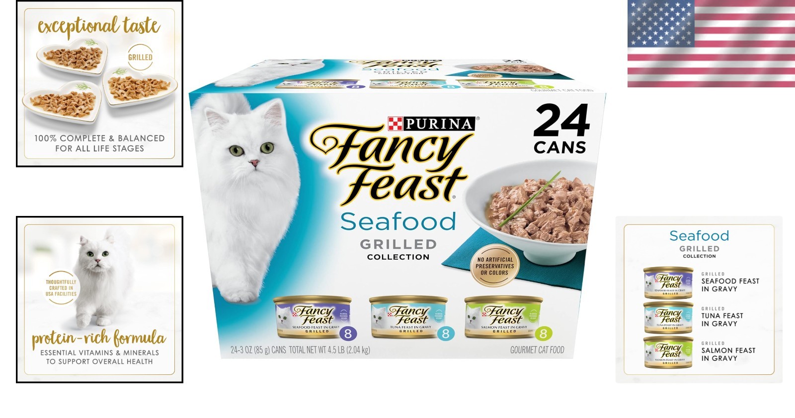 Purina Gourmet Seafood Wet Cat Food Variety Pack – 24 Cans of Grilled Goodness