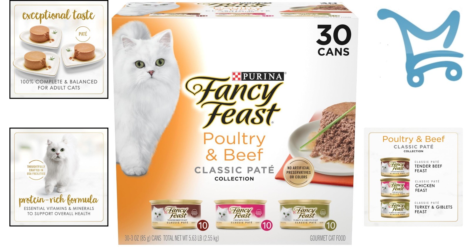 Wet Cat Food Variety Pack Grain Free Pate 30 Pack All Breed Adult
