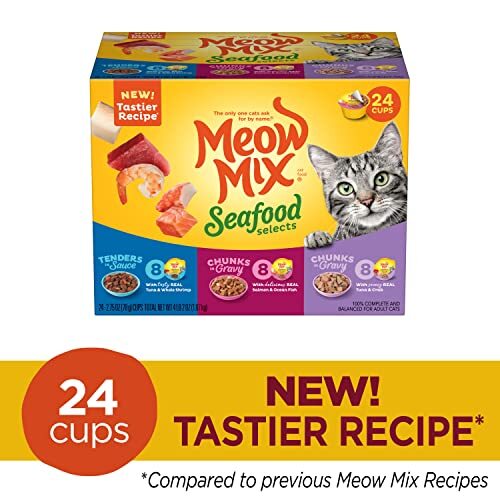 Meow Mix Seafood Selections Wet Cat Food, Assorted Flavor Names , Sizes