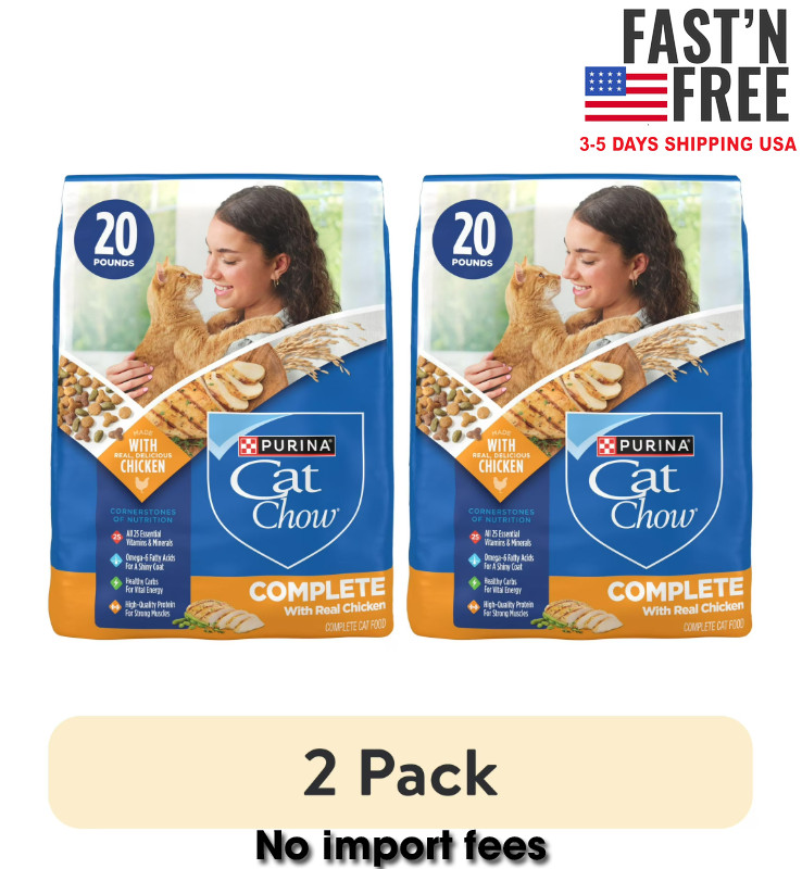(2 pack) Purina Cat Chow Complete High Protein Dry Cat Food, Real Chicken, 20 lb