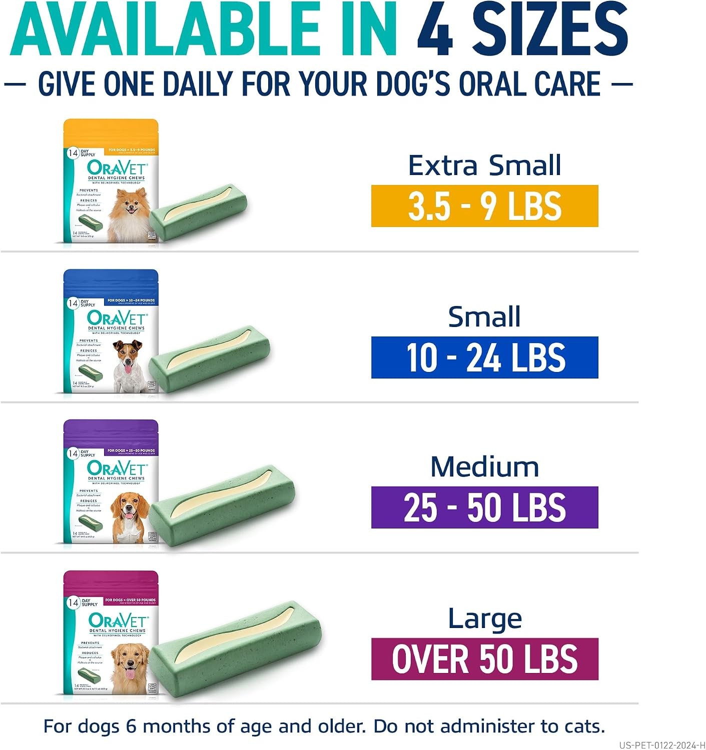 ORAVET Dental Chews for Dogs, Oral Care and Hygiene Chews (Medium Dogs, 25-50 lb