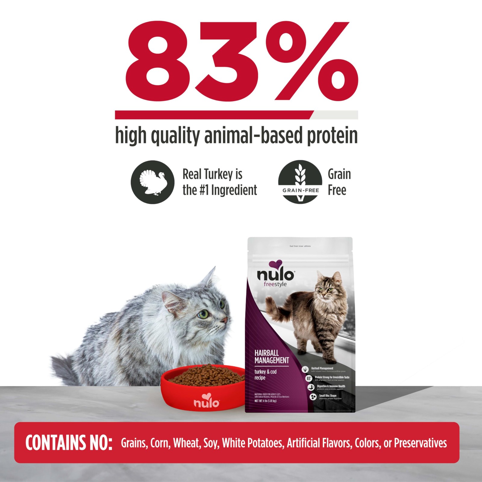 Nulo Freestyle Cat Food, For Hairball Management, Premium 4 Pound (Pack of 1)