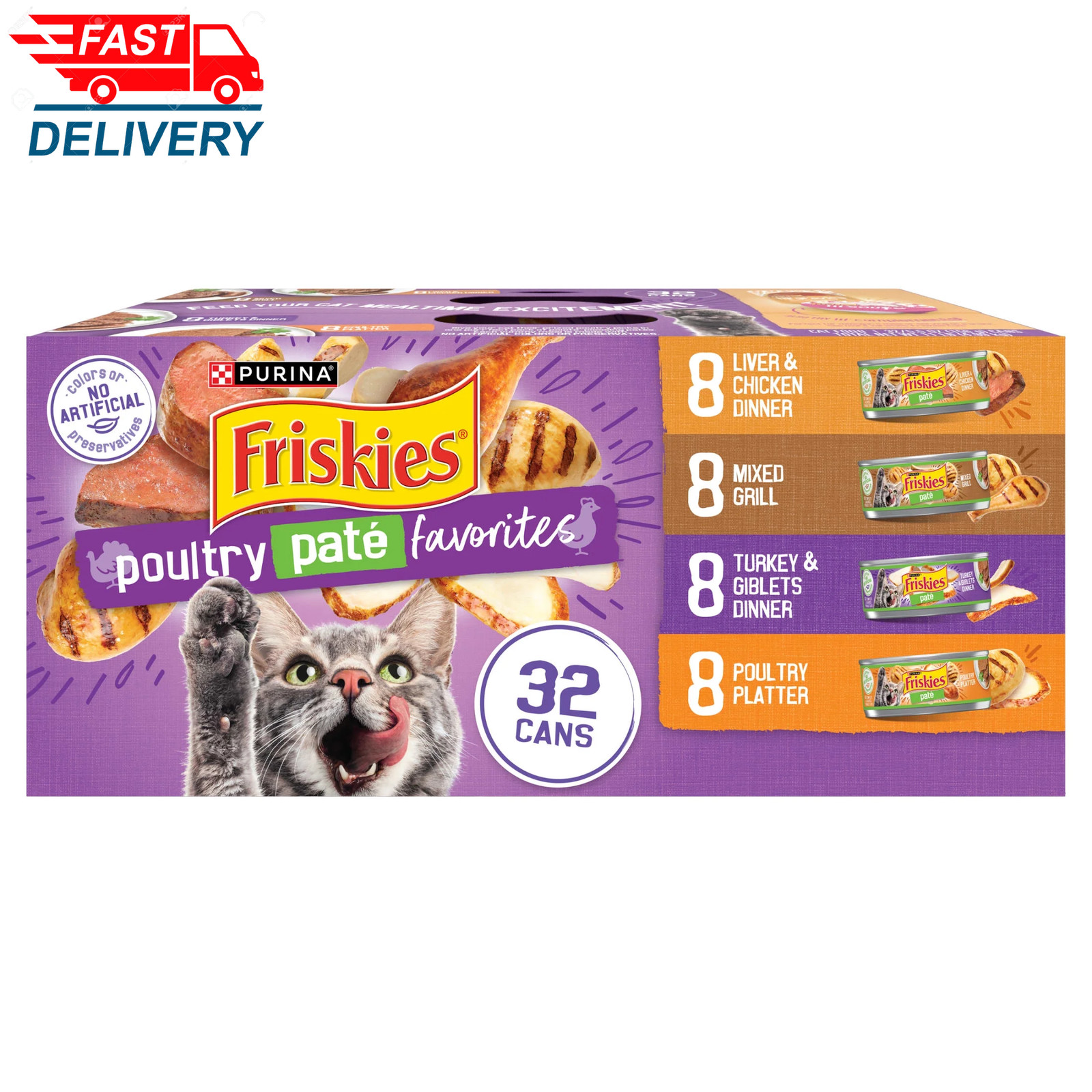 (2 Pack) Purina Pate, Soft Poultry Variety Pack, 5.5 Oz Cans, 32 Pack