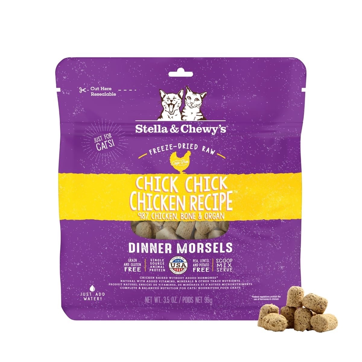 Freeze-Dried Raw Cat Dinner Morsels Grain Free Protein Rich Cat & Kitten Food US