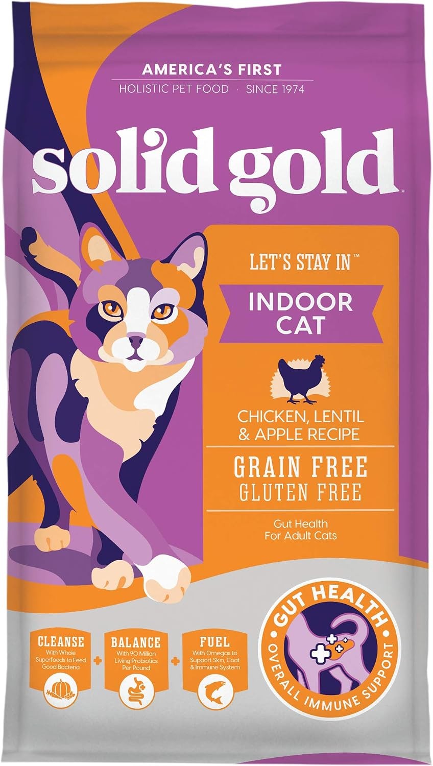 Solid Gold Indoor Dry Cat Food – Grain Free & Gluten Free – Chicken Cat Food Dry