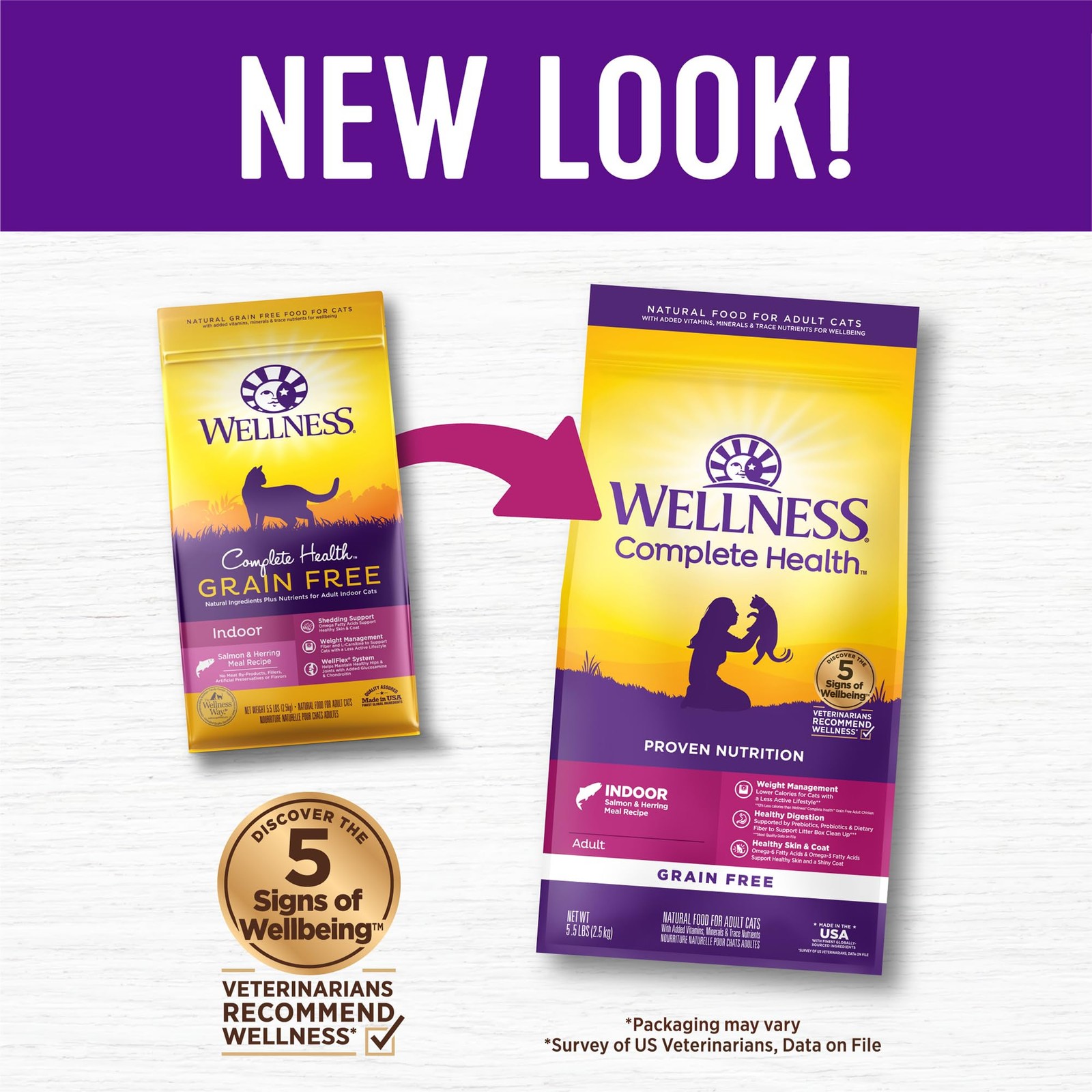 Wellness Complete Health Grain Free Indoor Salmon Herring Cat Food 5.5 lbs