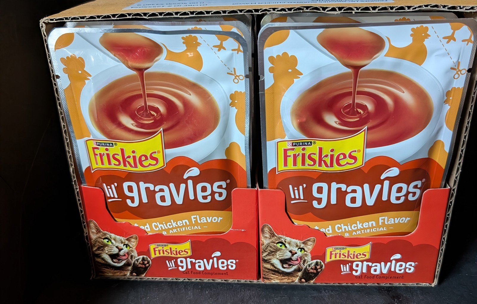 🐈🐈Friskies Lil Gravies Roasted Beef Flavor 16 Packs 1.55 oz Each 🐈🐈