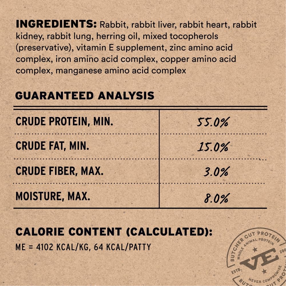 Freeze Dried Cat Food, Raw Rabbit Mini Patties | Complete Meal or Topper | Ea…