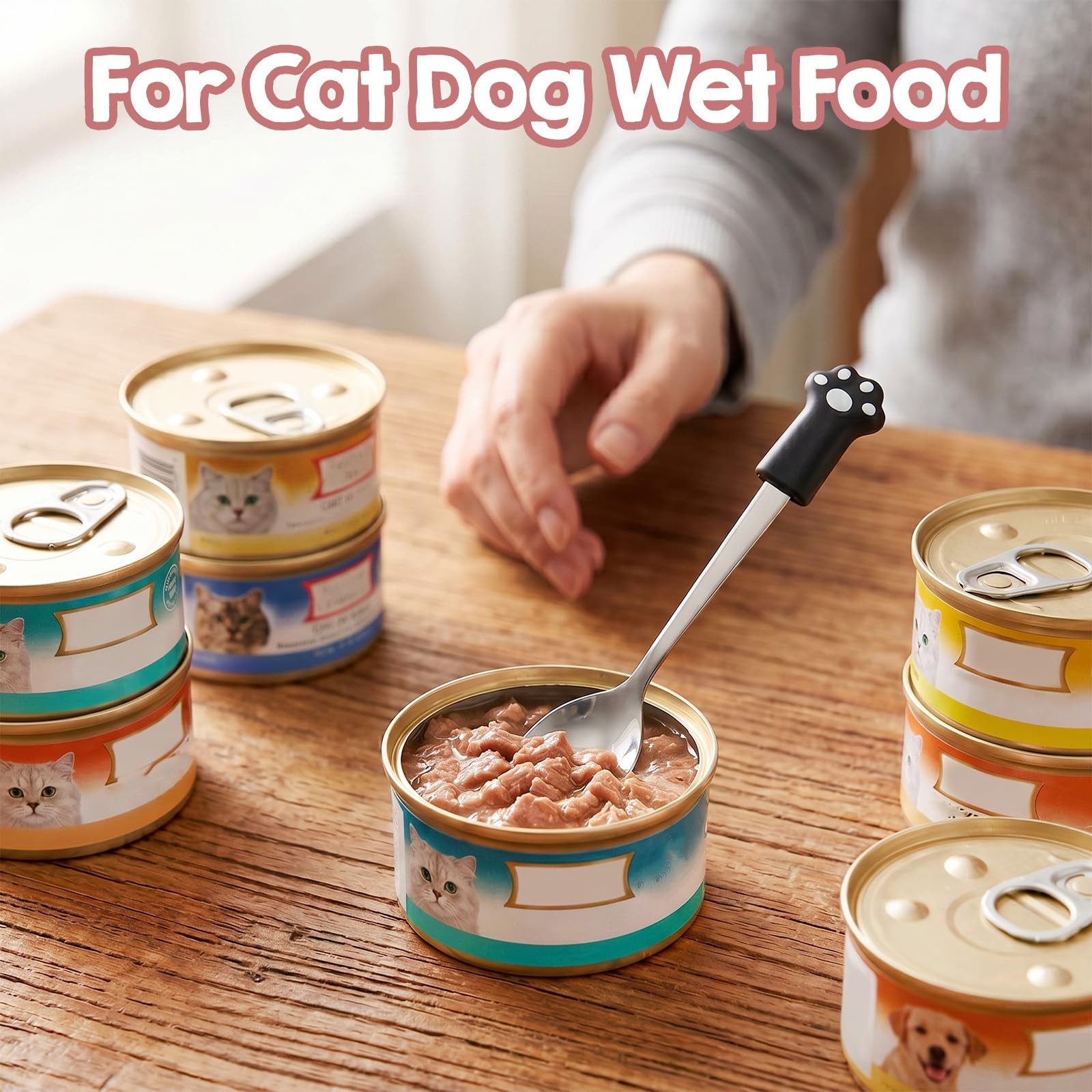Grevosea 5 Pcs Cat Food Can Covers Set, Silicone Lids with Stainless Pink