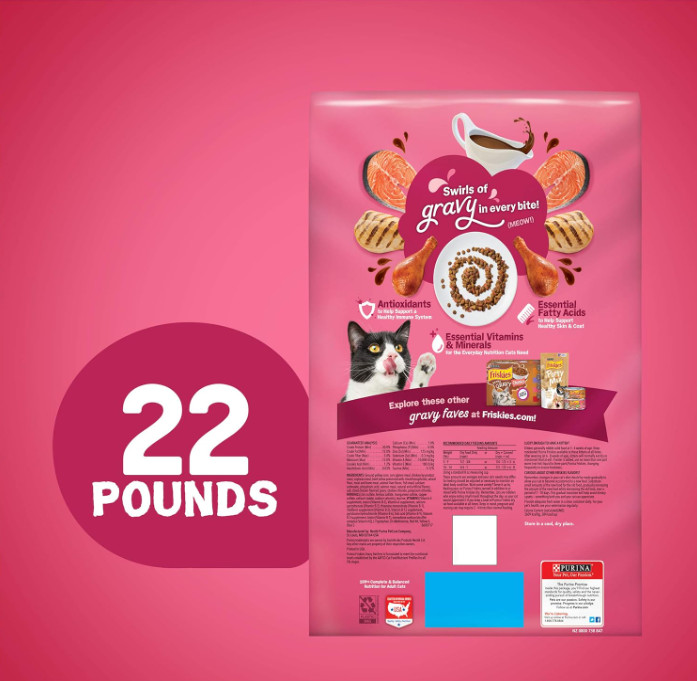 Original Purina Friskies Gravy Swirlers 100 Complete Dry Cat Food 22 LB
