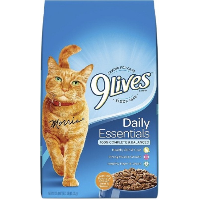 4x 9 Lives Daily Essentials Chicken Beef Salmon Dry Cat Food Pet Bulk Pack 3.15l