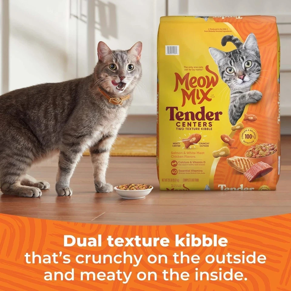 Meow Mix Tender Centers Dry Cat Food Salmon & Chicken Flavors 20lb Bag