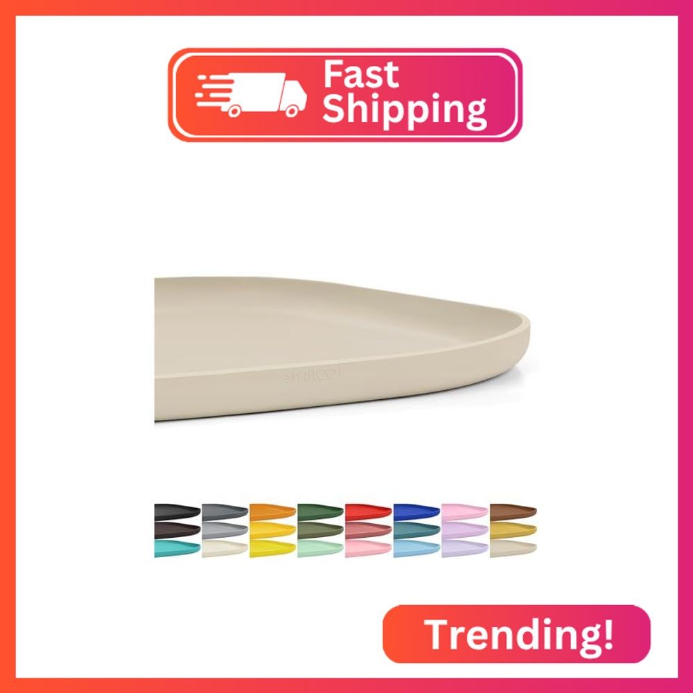 SMILOOL Waterproof Silicone Pet Food Mat with Raised Edge for Dog & Cat