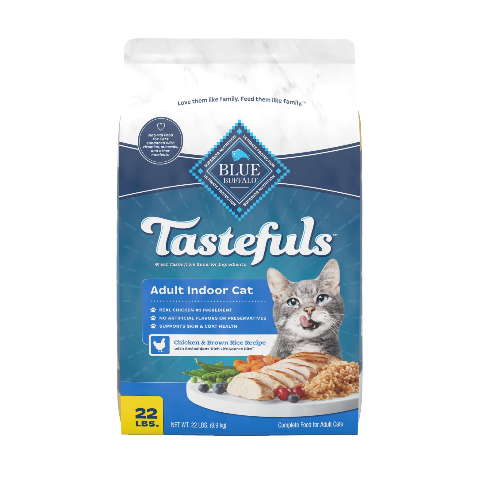 Blue Buffalo Tastefuls Indoor Adult Dry Cat Food Chicken & Brown Rice 22 lb