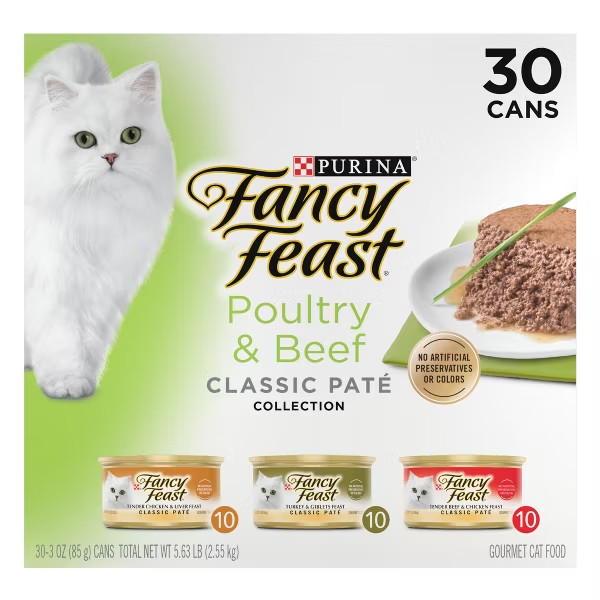 Fancy Feast Poultry and Beef Feast Classic Pate Collection (Pack of 30) 3 oz Can