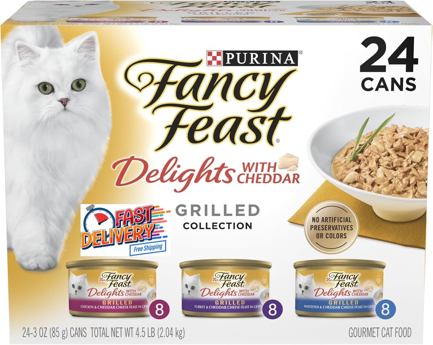 Fancy Feast Delights With Cheddar Grilled Variety Pack 24 Count Cat Food