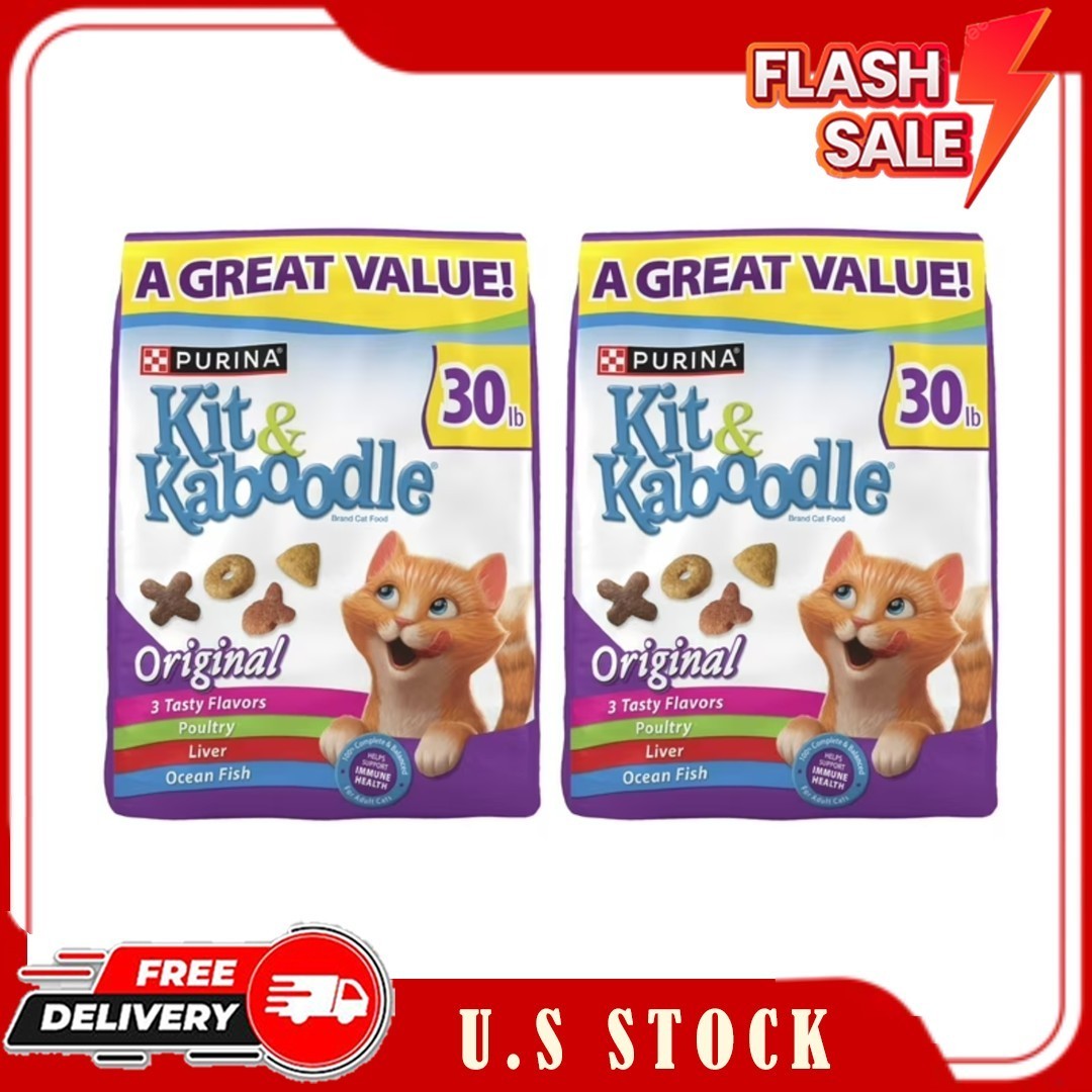 2 Bag Purina Kit & KaboodleOriginal, Indoor Dry Cat Food, Chicken,Turkey, 30 lb