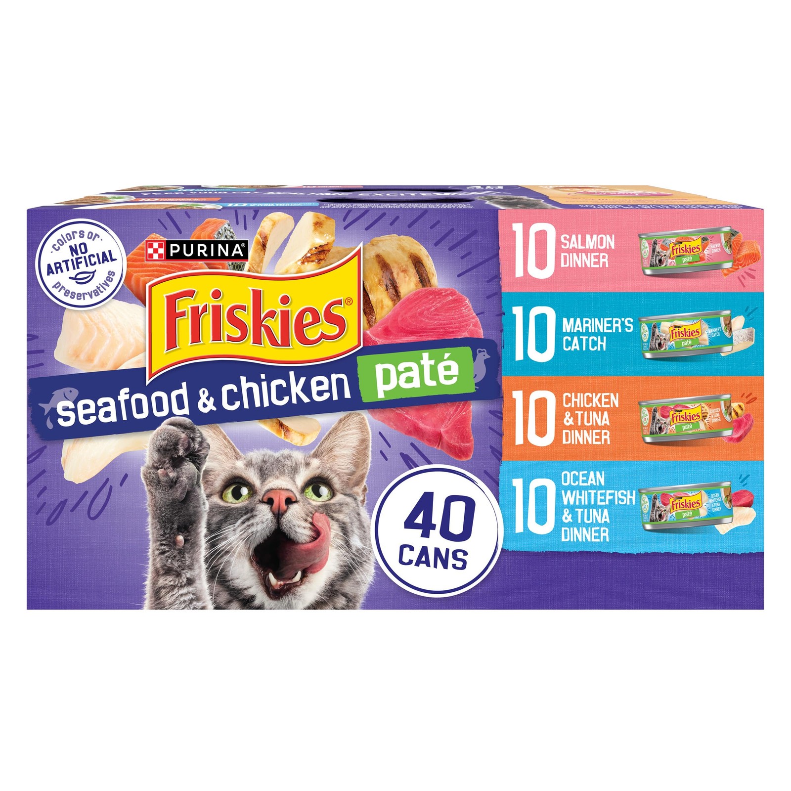 Purina Friskies 5.5 Ounce (Pack of 40), Seafood & Chicken Pate Variety Pack